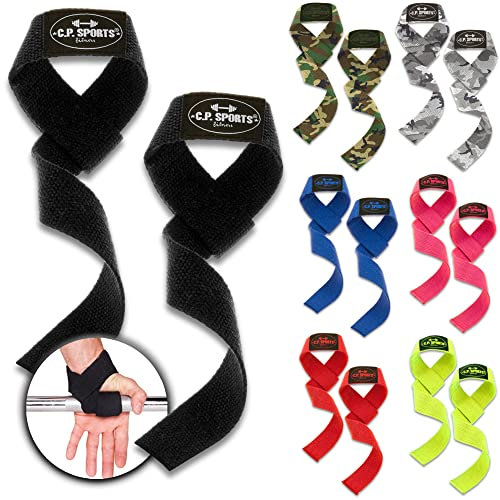 C.P.Sports Zughilfen Paar – 50cm Lifting Straps aus reißfestem Stoff – Zugband Gewichtheben/Klimmzüge Griffhilfe – für Fitness, Bodybuilding, Krafttraining, Gym (Schwarz)