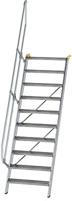 Aluminium-Treppe 60°, Stufenanzahl 10 Stufenbreite 800 mm, mit LM-Stufen geriffelt Stufentiefe 200 mm