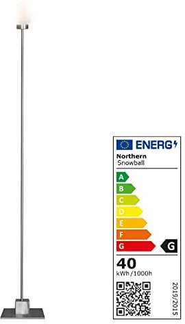 Northern große Stehlampe aus der Serie Snowball in der Farbe Silber (Stange) und Weiß (Lampenschirm), Glühbirne: G9 Halogen. max. 40W, 122