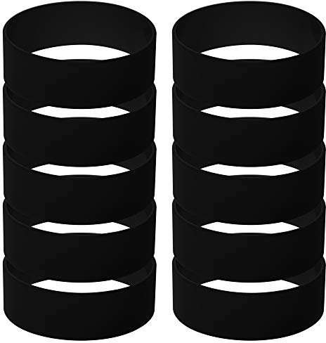 GOGO 10 pezzi Braccialetti larghi in silicone, Braccialetti in gomma per Bomboniere - Nero