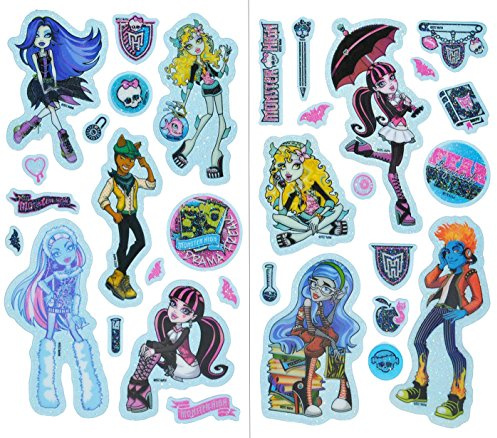 alles-meine.de GmbH 32 TLG. Set Sticker/Aufkleber - Monster High - selbstklebend mit Glitzer - für Mädchen pink Gothik Puppen Stickerset Kinder - z.B. für Stickeralbum/Dracul..