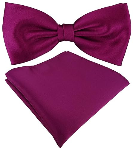 TigerTie Satin Fliege Einstecktuch in Uni einfarbig + Aufbewahrungsbox