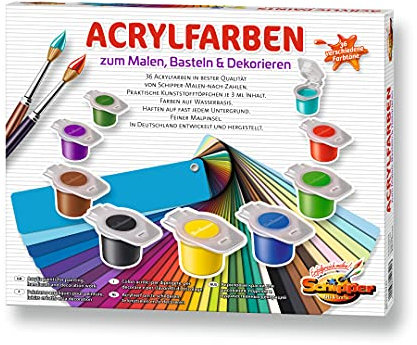 Schipper 605190741 Malen nach Zahlen - Acrylfarben Set mit 36 Farben, zum Malen, Basteln und Dekorieren