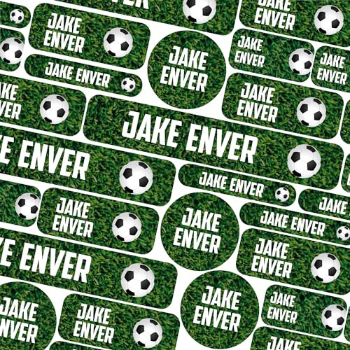 50 Name Labels for Kids No Iron Name Tags for Clothes Name Stickers for Water Bottles, School Uniform, School, Nursery, Care Homes, Washable and Dishwasher Safe for Children (Football)