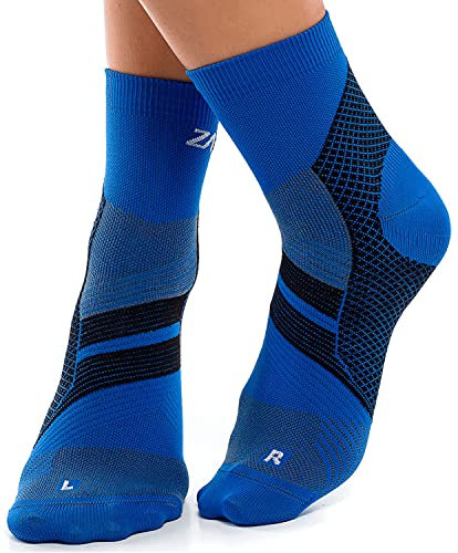 ZaTech Chaussettes de compression pour la fasciite plantaire. Soutien du talon, de la cheville et de la voûte plantaire. (FR/ES, Numérique, 39, 41, Taille normale, Taille normale, Bleu/Noir)