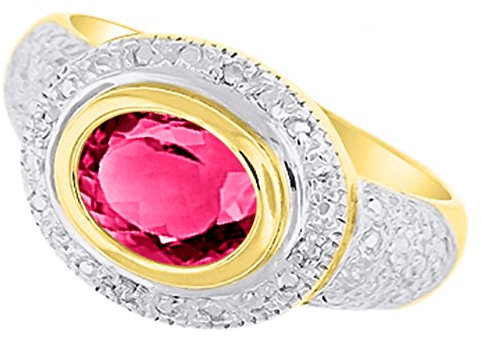 Diamant et quartz rose Bague Or jaune 14 K ou Or blanc 14 K