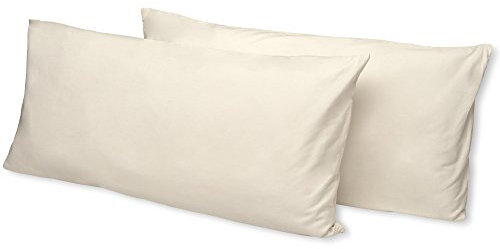 Beautissu 2er Set Renforcé Kopfkissen Set 40x80 cm Julie - Kissenbezug Bettwäsche Set mit 2X Kopfkissenbezügen für Allergiker - 2teilige Kühlende Sommerbettwäsche aus Baumwolle in Ecru