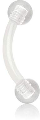 viva-adorno® Piercing Banane Augenbrauenpiercing Kunststoff Acryl Kugeln Z306 klar, 1,2x8x3mm