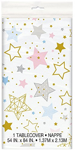 Unique Party Supplies 72413 Kunststoff-Tischdecke - 2,13 m x 1,37m - Funkel, funkel, kleiner Stern-Babyparty
