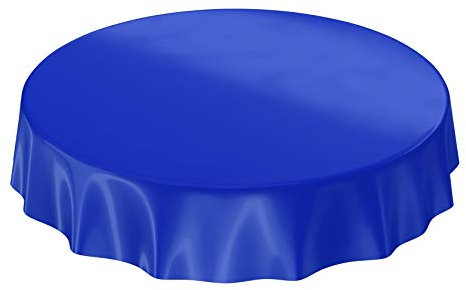 Wachstuchtischdecke Wachstuch abwaschbare Tischdecke Uni Glanz Einfarbig Dunkelblau Schnittkante Rund 140cm