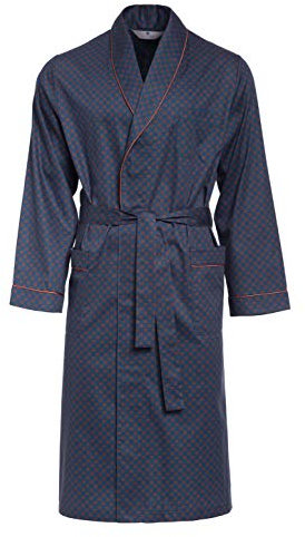 Herren Morgenmantel Revise Guido RE-504 - Elegant - 100% Baumwolle - Blau C4 - Gr. L