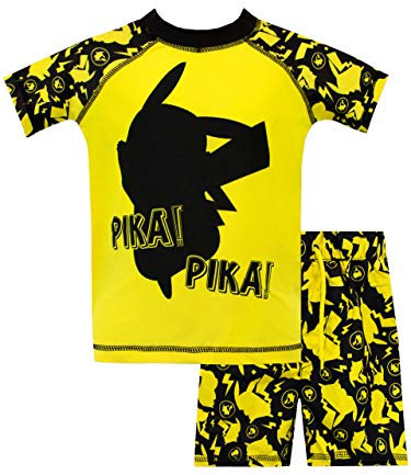 Pokemon Swimming Costume | Two Piece Boys Swim Set | Boys’ Rash Guards | 4-5 Years Yellow