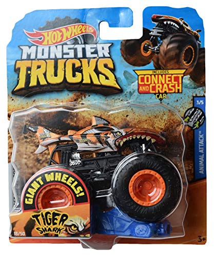 Hot Wheels Monster Trucks Tiger Shark 18/50 Connect and Crash Car
