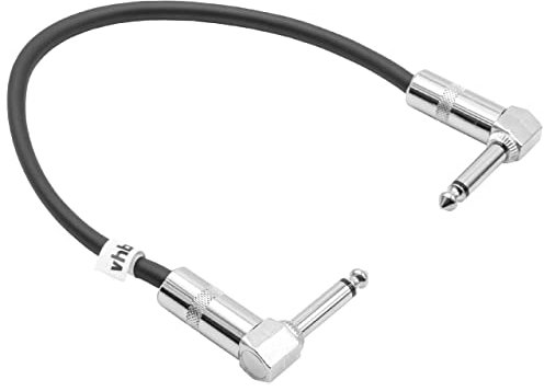 vhbw Câble patch pour guitare 30cm câble jack pour pédale d'effets - câble jack ave prise 6,35mm, coudé, noir/argent