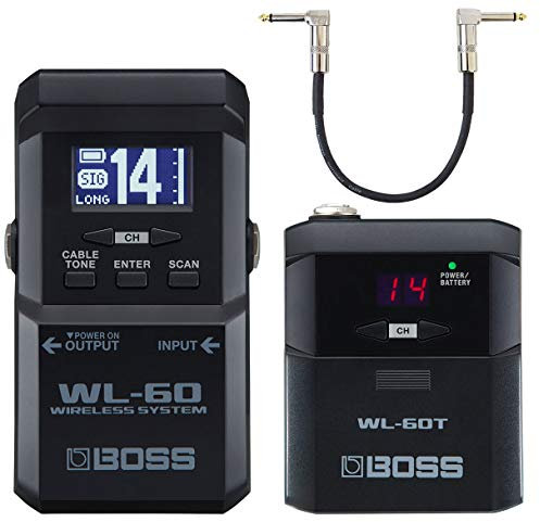Boss WL-60 Wireless Radio System for Guitar + Keepdrum Patch Cable 30 cm