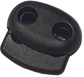 Pack of 10 Cord Locks, Cord Clamp, Double Hole, Black, Ideal for 3/4/5 mm Cord, Laces, Band Clamp, Toggle Stop for Ropes, Jackets, Elastic Band (Model - 2)