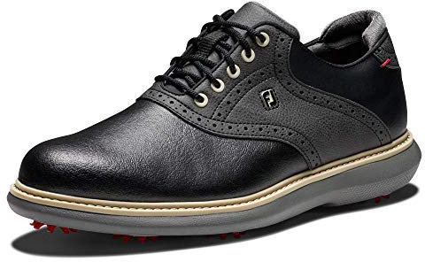 FootJoy FJ Traditions Men's Golf Shoes, Size UK 7.5 Medium, Black
