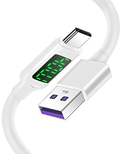 100W/5A USB C Cable,Supercharge Type C Charger with LED Display,USB A to Type C Charging Cable Fast Charge for Samsung S20/S10/S9/S8, Huawei P30 Pro, P20 Pro, LG V40 and Other USB C Charger-1.2M