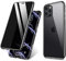 ZHIKE Compatible with iPhone iPhone 12 Pro Max Case, Anti-Peep Magnetic Adsorption Case Front and Back Tempered Glass Full Screen Coverage One-piece Design Flip Privacy Cover (Black)