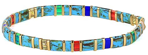 KELITCH Damen Charme Stretch BraceletsColorful Freundschaft Armbänder Candy Miyuki TILA Perlen Strang Armbänder