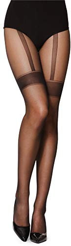 Merry Style Collants pour femmes avec motif en résille et losanges 20 DEN GI1107 (Noir-1107, M)