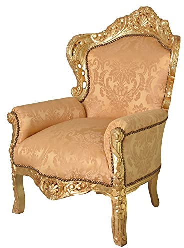 Sessel XXL Gold Armlehnsessel Antik Stuhl Versailles Sessel gepolstert 116cm cat588a06 Palazzo Exklusiv