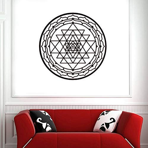 Sri Yantra Wandtattoo Mandala Geometrisches Muster Aufkleber Vinyl Art Deco Home Innendekoration Schlafzimmer Wohnzimmer Dekoration 42X42Cm
