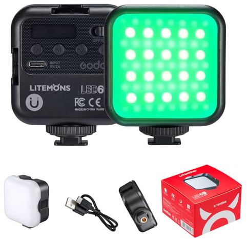 Godox LITEMONS LED6R RGB Video Light,Pocket LED Light,RGB LED Video Light | For Shooting, Live Streaming, Micro Film,Two-Tone, 3200K-6500K, CRI 95, 13Fx Light Effects, HSI Mode
