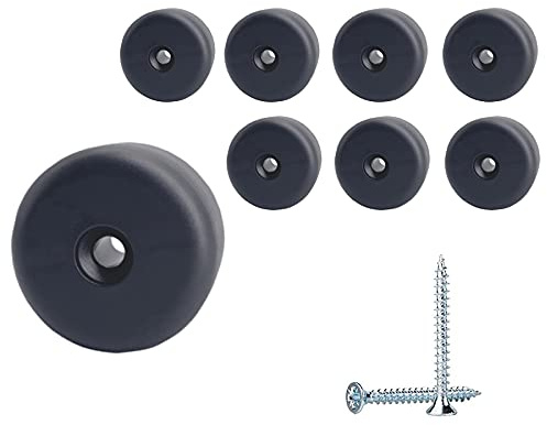 Diforma Möbelbeine, Höhe 15 mm, rund, Ø 45 mm, Möbelfüße, Material: Kunststoff, Schrauben enthalten (8, Höhe 15 mm), 8 Stück, Schwarz, 8 Stück