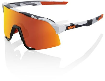 100% S3 Soft Tact Grey Camo Fahrradbrille, Weiß/Schwarz/Orange, Gläser Orange/Rot