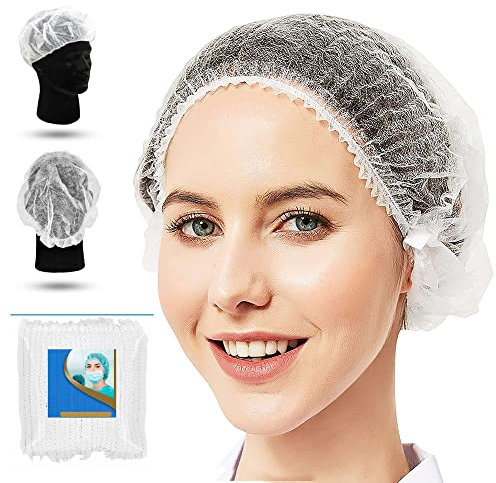 Disposable Hair Nets Pack 100 Elastic Cooking Mob Caps, Hairnets Kitchen Wear Salon Beauty Supplies Nurse hat, Dust-free Hair Covers Headwear Hair Nets For Catering Mop Head Surgical Hair Cap (White)