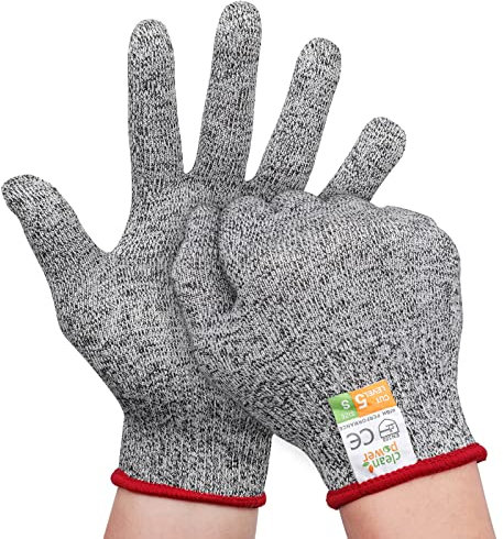 Schnittfeste Handschuhe Leistungsfähiger Level 5 Schutz,Arbeitshandschuhe,Küchen Handschuhe,lebensmittelecht.Für den täglichen Gebrauch Gartenbau/Baustelle/Küche-1 Paar (S-rot)