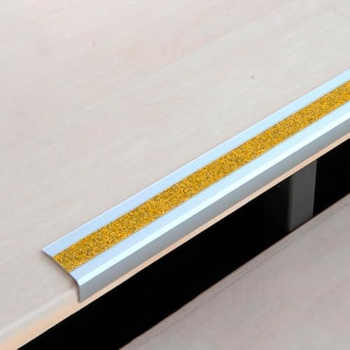 DENIOS - Treppenkante, Aluminium m2, Public 46, gelb, L = 610 mm, zum Kleben
