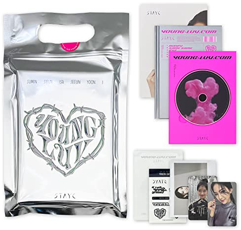 STAYC - 2st Mini Album [YOUNG-LUV.COM] (YOUNG Ver.) Photo Book+Holder+CD+CD Tray+Folding Poster+Wide Polaroid Photo+Photo Card+Stayc Official Fragrance Card+Lettering Tattoo Sticker+AR Photo Card
