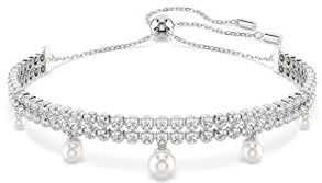 Swarovski Bracelet Ariana Grande x, Perle de cristal, Taille ronde, Blanc, Métal rhodié