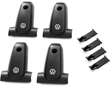 Volkswagen 2K0071738 Abdeckkappen (4 Stück) Grundträger Kappe Dachgepäckträger, mit VW Logo, schwarz