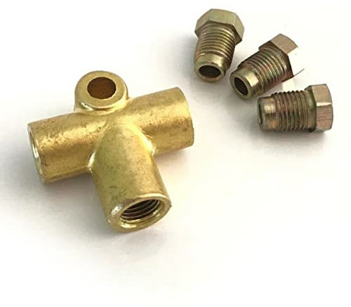 RANRAO Raccord en T de frein à 3 voies avec 3 écrous mâles courts Union métrique M10 3/16