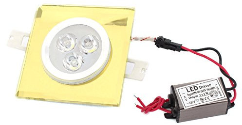 Ruilogod Blanc 3W 3 LED jaune Faux plafond de cristal vers le bas Ampoule AC95-265V