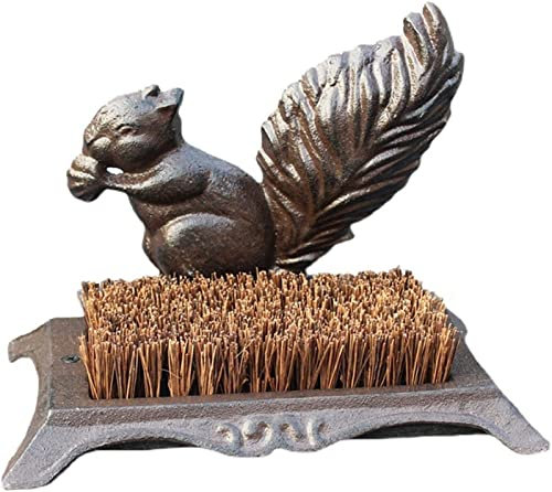 OWIEN Brosse à Chaussures en Fonte, Brosse à Bottes d'écureuil, Fibre de Coco Marron, Nettoyeur de Chaussures d'extérieur Rustique Robuste, Largeur de 9,8 Pouces
