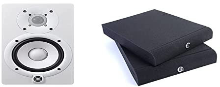 Yamaha HS 8 – Referenz-Studio-Monitor-Lautsprecher für Produzenten, DJs und Musiker – Schwarz & Adam Hall Stands PAD ECO 2 - Absorberplatte für Studio Monitor 265 x 330 mm, schwarz