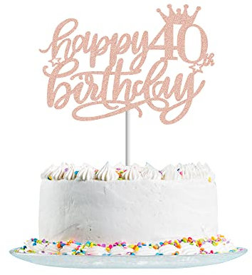 40.Geburtstag Tortendeko Roségold, Glitzer 40. Geburtstag Kuchendeko, Happy 40th Birthday Cake Topper, 40 Jahre Geburtstag Torten Deko, 40. Geburtstag Party Kuchen Dekoration Frauen Mann(Roségold)