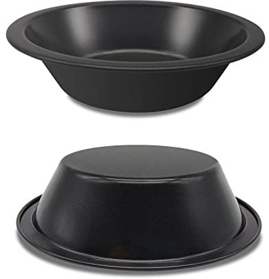 BLMHTWO 2 mini moldes para tartas, 5 pulgadas para hornear mini moldes de pastel de acero al carbono negro redondo antiadherente individual para hornear pan, tartas, postres, carne
