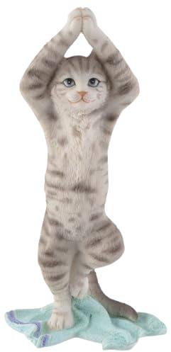 Yoga Katze in Baumstellung, aus Kunststein, von Hand detailsgetreu coloriert, by Veronese