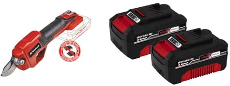 Einhell Original Cortarramas con batería GE-LS 18 Li-Solo Power X-Change & Paquete doble de baterías de iones de litio Power X-Change de 18 V y 4,0 Ah, 2 baterías