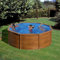 Paradies Pool® Gre Giant rund 460x120cm (Ø x H), Komplettset, Stahlwandbecken Holz, Poolplane in blau 0,4mm, Handlauf extra breit, inkl. Skimmer-Set, Leiter, Unterlegvlies und Filteranlage