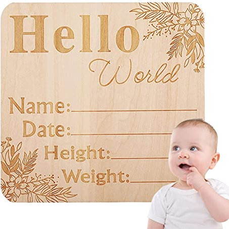 Baby-Ankündigungsschild, Baby-Ankündigungsschild – Hello World-Schild, Baby-Name, Ankündigungsschild für Foto-Requisite, Babyparty, Kindergarten Geschenk