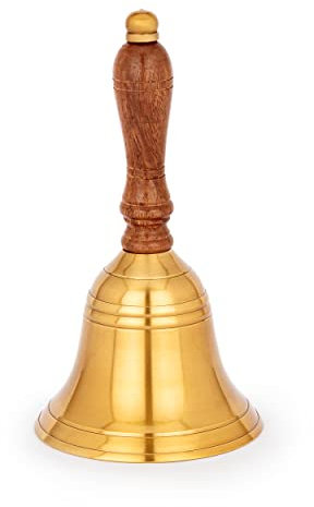 NKlaus Campana de mano de latón con mango de madera, 18 x 8,5 cm, decoración náutica 11584