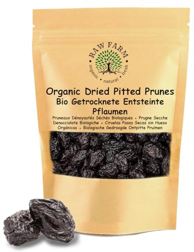 Raw Farm – Prugne biologiche essiccate senza nocciolo – 1kg – 100% naturali e senza additivi – Non zuccherate, senza zuccheri aggiunti né dolcificanti – Morbide, succose e aromatiche
