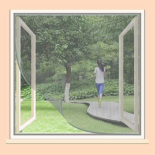 ZQXFZ Magneti Per Zanzariere 1.4x2m InstalacióN FáCil Zuschneidbar FüR Alle Fenster Ventilazione,Riservatezza,Anti Insectes Zanzariera Universale -Grigio