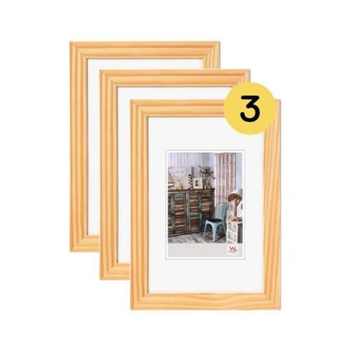 walther design Grado HI824H3 Lot de 3 cadres photo en bois naturel 18 x 24 cm